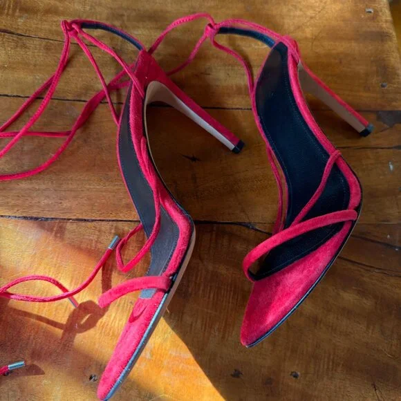 IRO Paris Fixa Pumps – Red Suede Lace-Up Heels (New in Box, Size 36 EU) - Picture 14 of 15